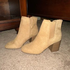 Tan booties by Lauren Conrad